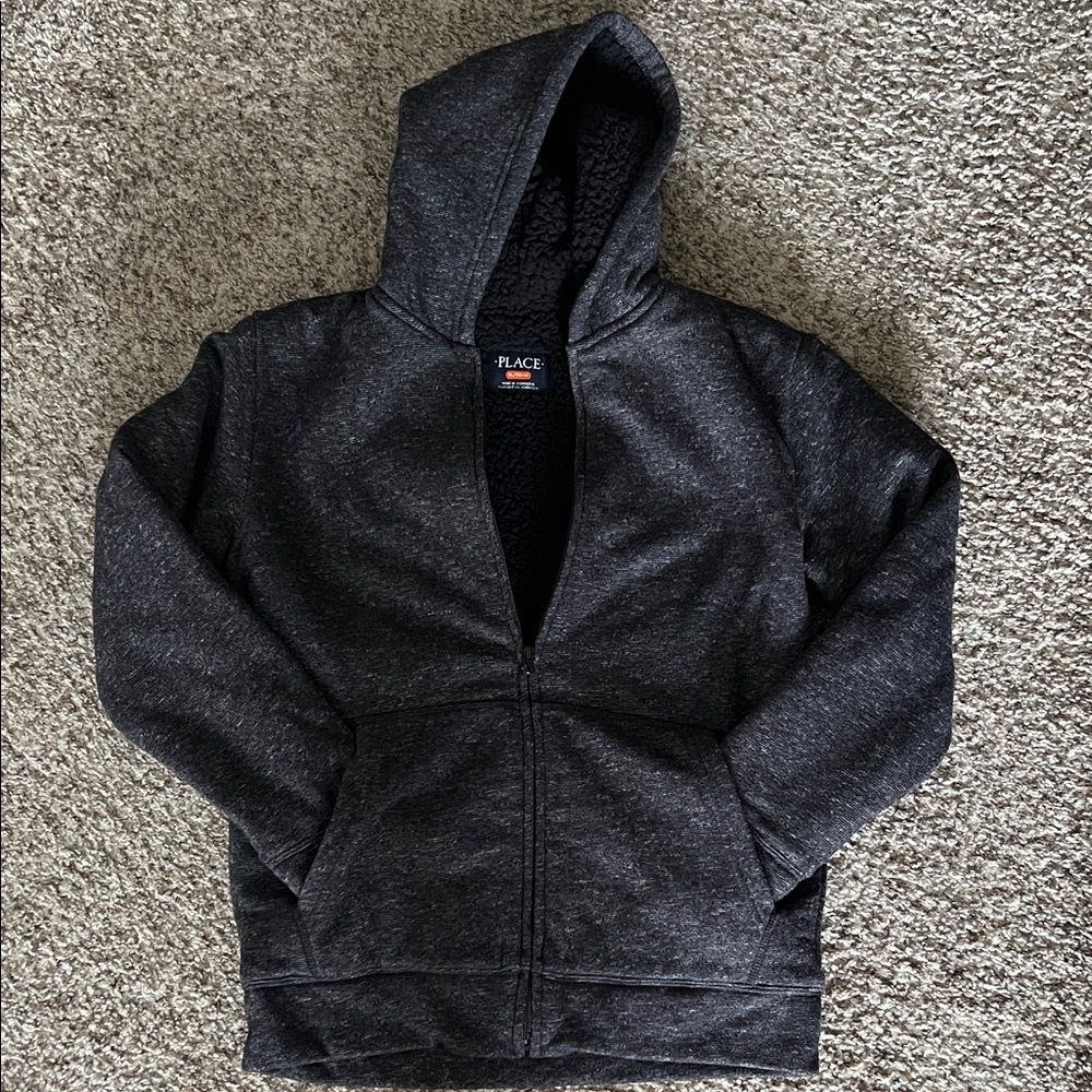 The Children's Place Charcoal Heather Sherpa Hoodie